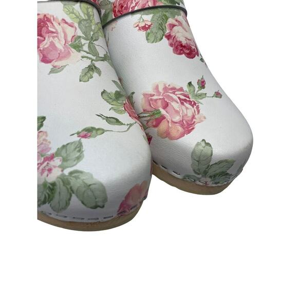 Swedish Torpatoffeln Floral Cottage Core Wooden Clogs Womens EU 42 US 10.5 - Picture 4 of 16
